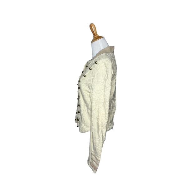 Free People Cream Military Style Lace Knit Sweater Jacket Size Medium Womens - Picture 4 of 9